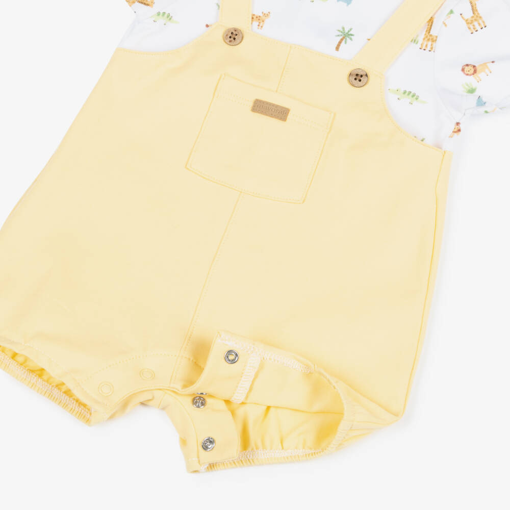 Mayoral Newborn-طقم بيبي سوت بطبعة سفاري قطن لون أصفر للأولاد الرضع | Childrensalon