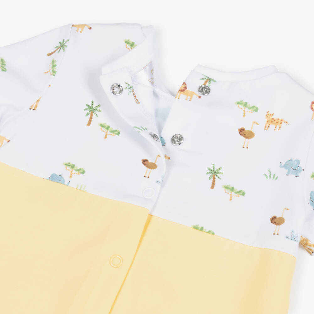 Mayoral Newborn-طقم بيبي سوت بطبعة سفاري قطن لون أصفر للأولاد الرضع | Childrensalon
