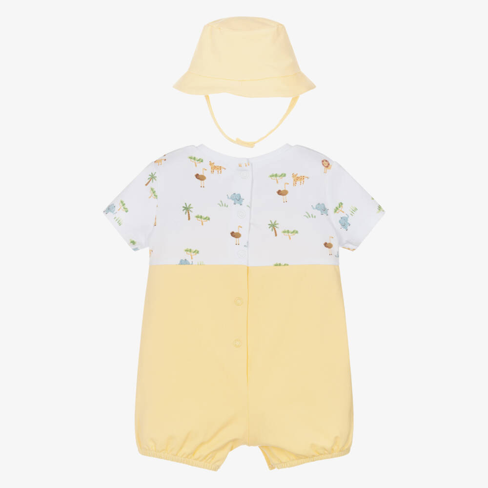 Mayoral Newborn-طقم بيبي سوت بطبعة سفاري قطن لون أصفر للأولاد الرضع | Childrensalon