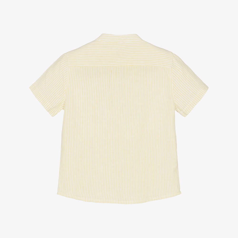 Mayoral-Рубашка с коротким рукавом в бело-зеленую полоску для мальчиков | Childrensalon