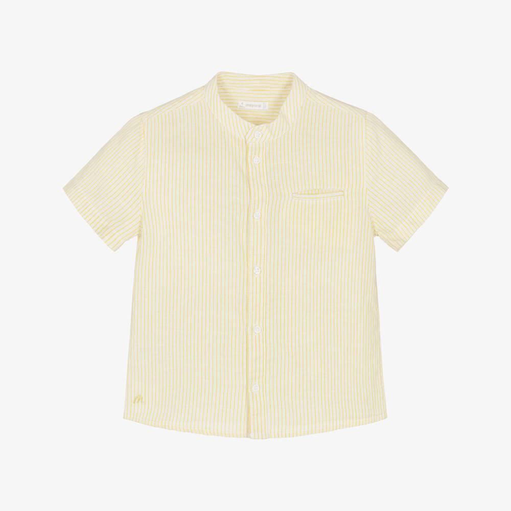 Mayoral-Рубашка с коротким рукавом в бело-зеленую полоску для мальчиков | Childrensalon