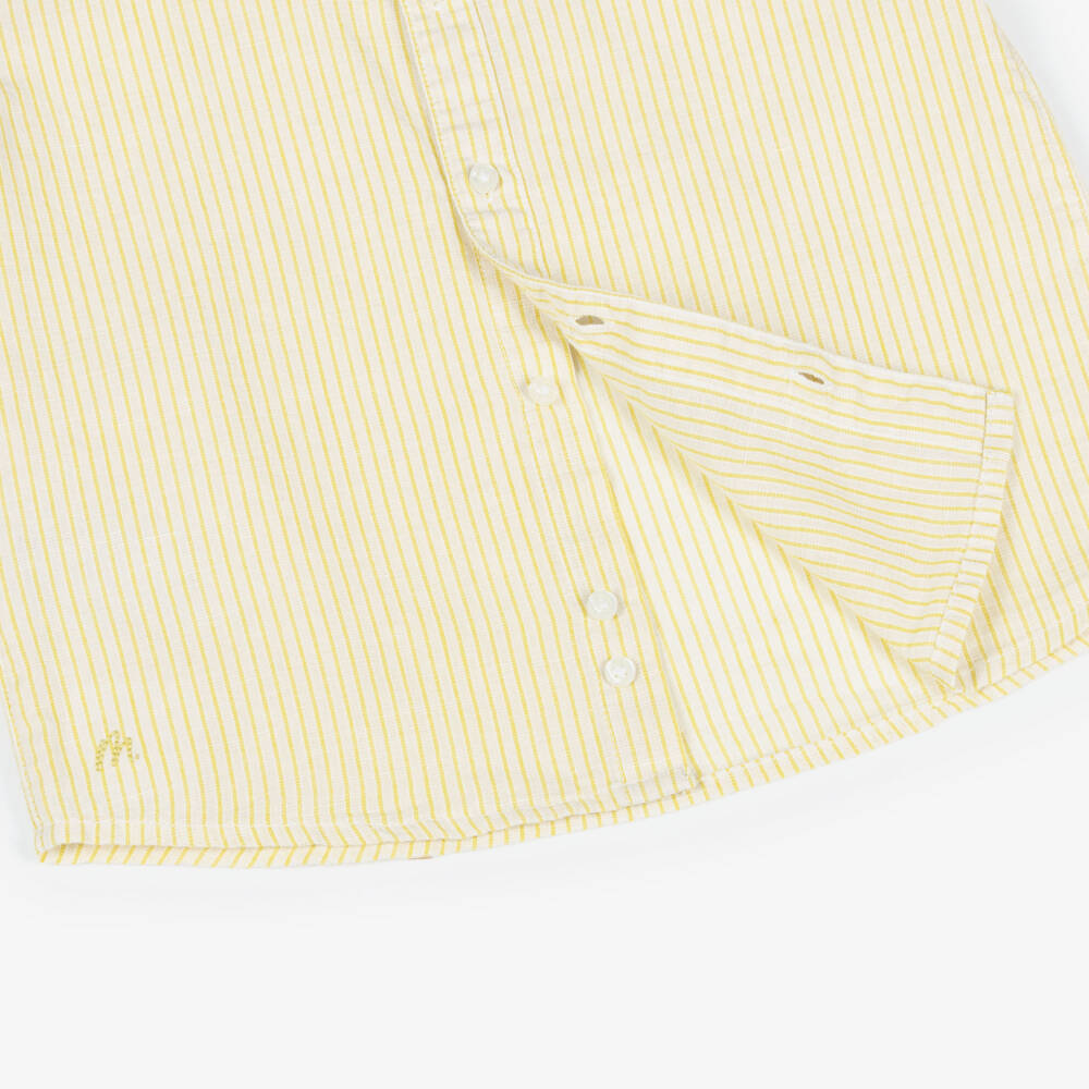 Mayoral-Рубашка с коротким рукавом в бело-зеленую полоску для мальчиков | Childrensalon