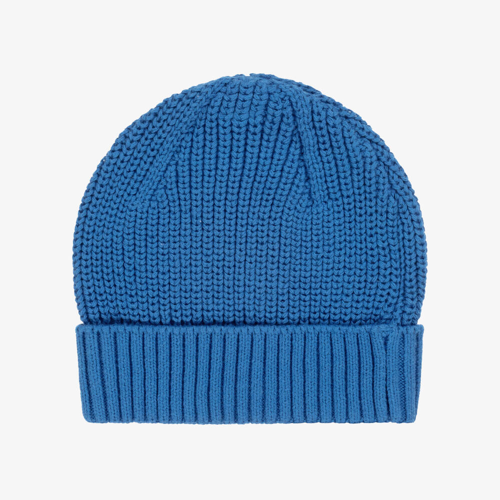 Mayoral-Bright Blue Chunky Knit Cotton Beanie Hat | Childrensalon
