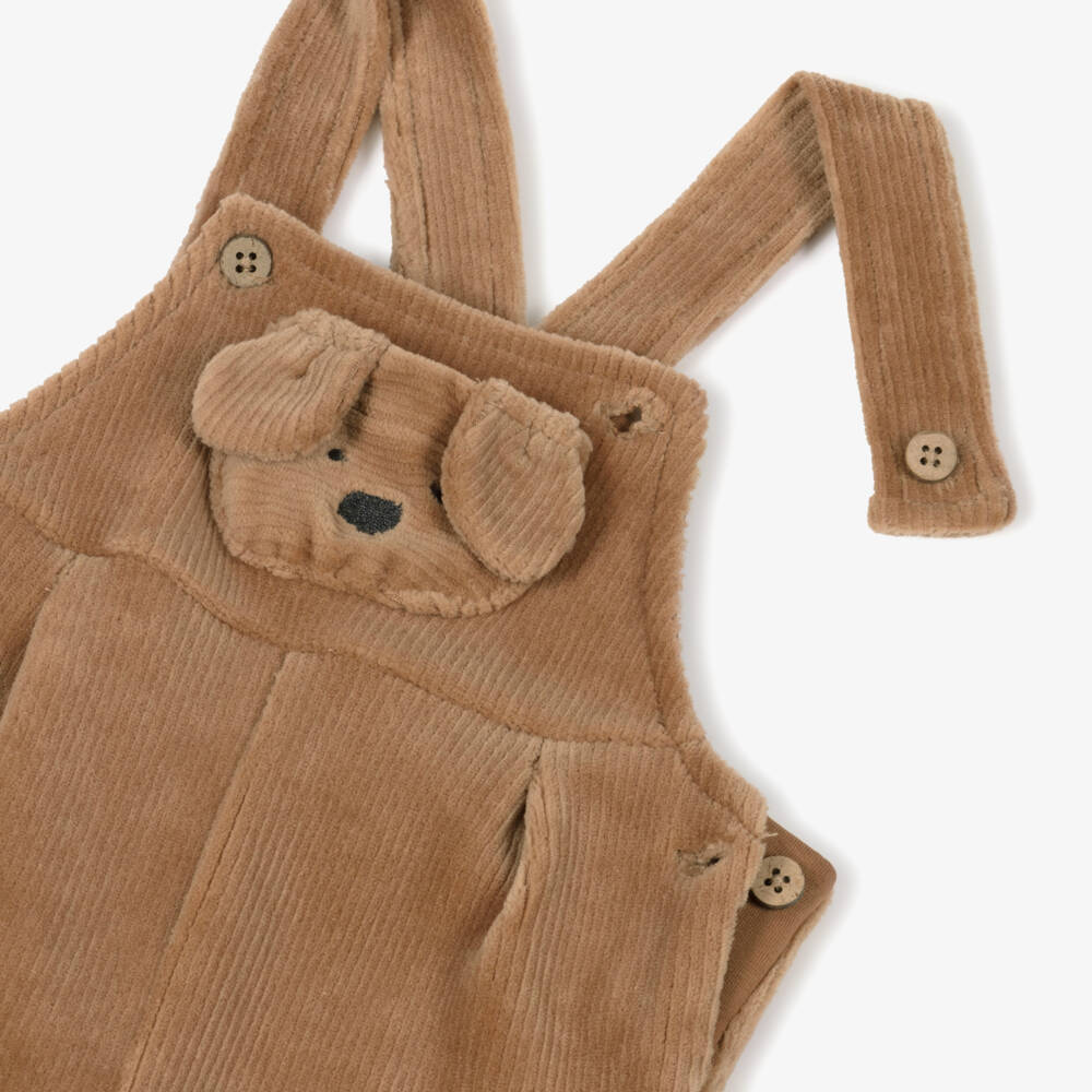Mayoral Newborn-Brown Velour Corduroy Dungarees | Childrensalon