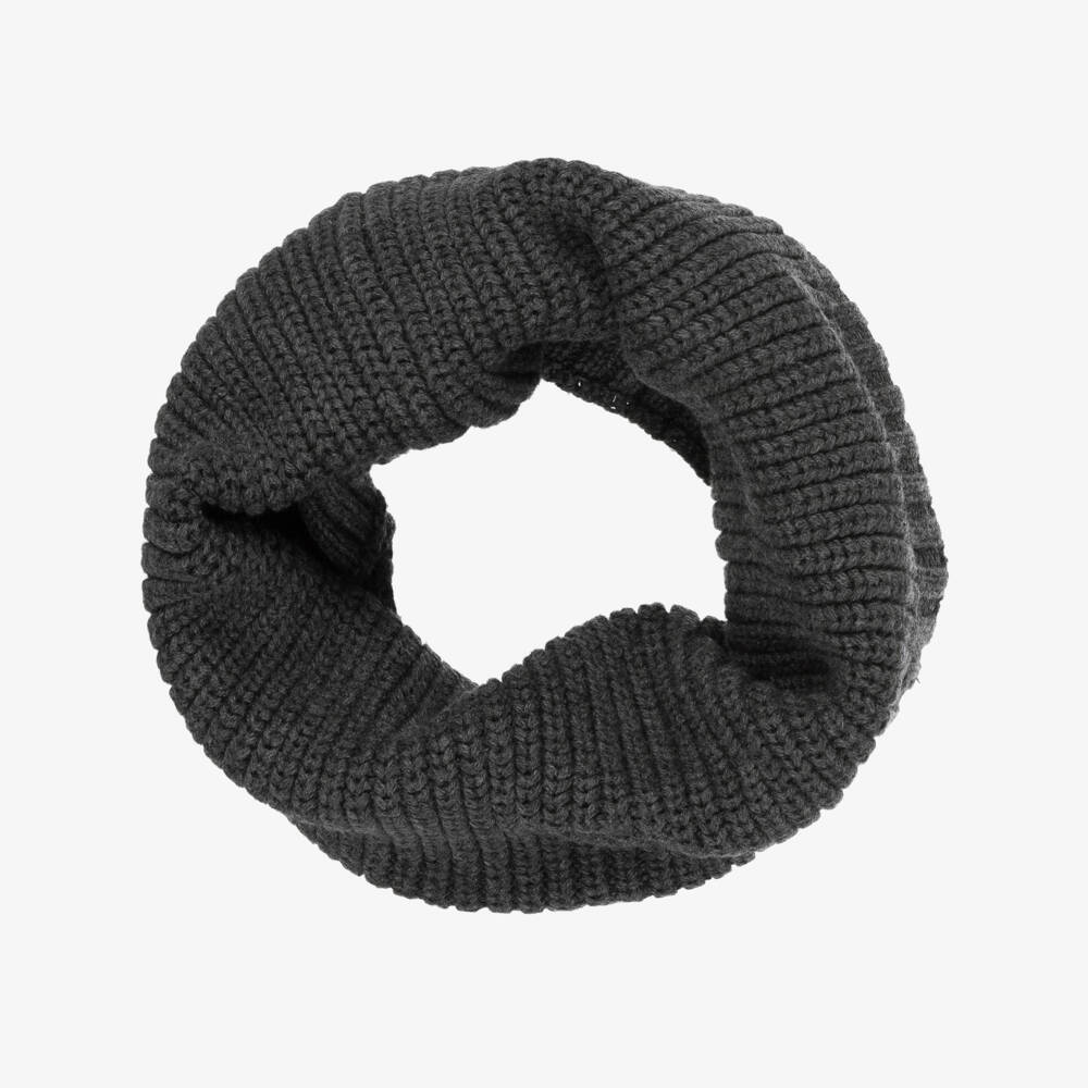 Mayoral-Dark Grey Cotton Ribbed Knit Snood | Childrensalon