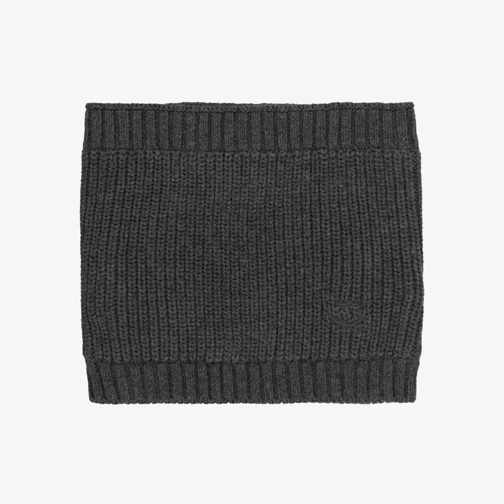 Mayoral-Dark Grey Cotton Ribbed Knit Snood | Childrensalon