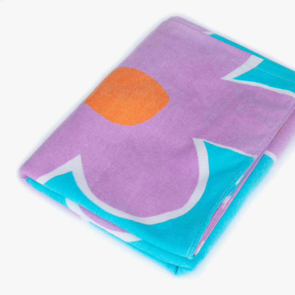 Mayoral-Girls Aqua Blue & Lilac Flower Cotton Towel (150cm) | Childrensalon