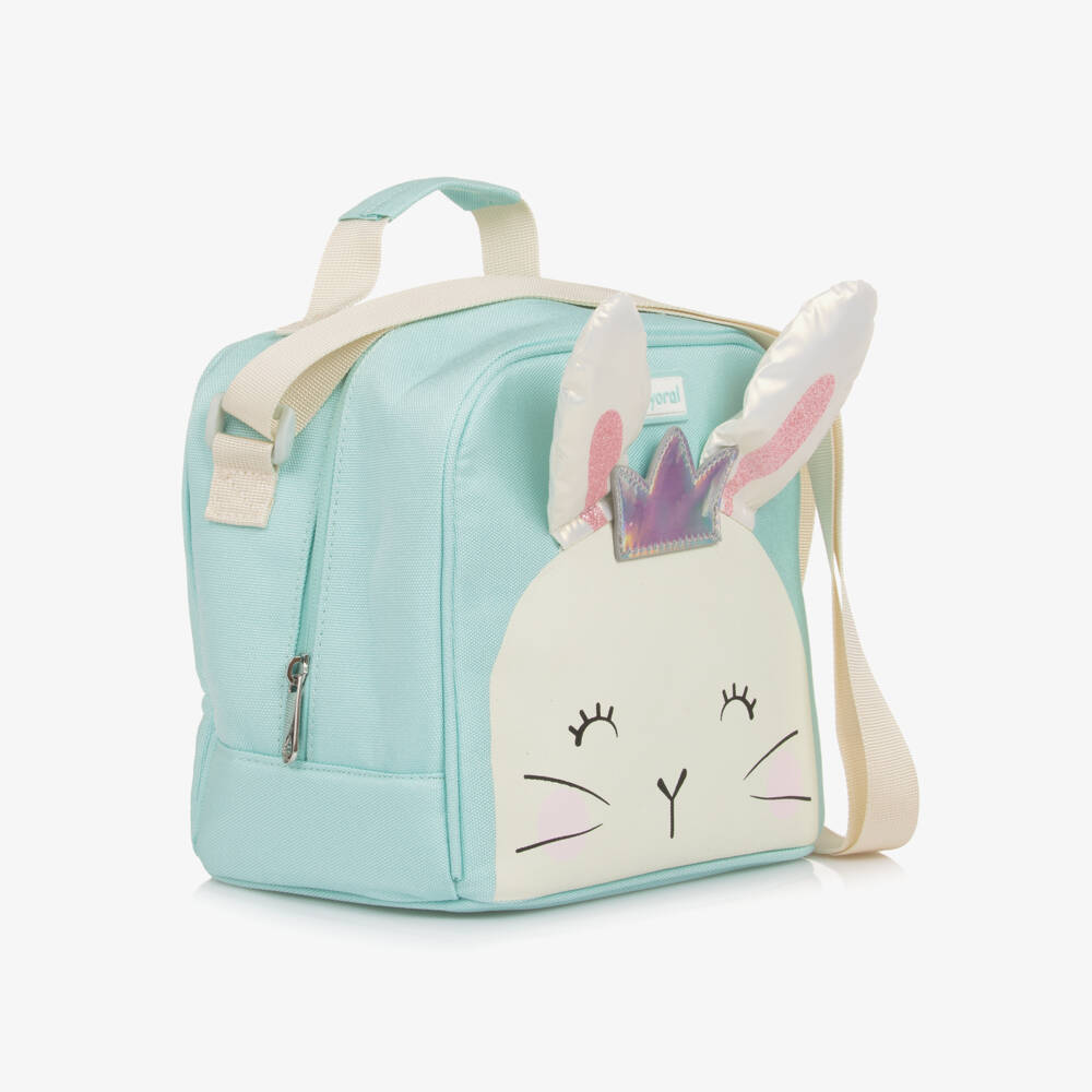 Mayoral Newborn-Girls Aqua Green Lunch Bag with Bunny Motif (22cm) | Childrensalon