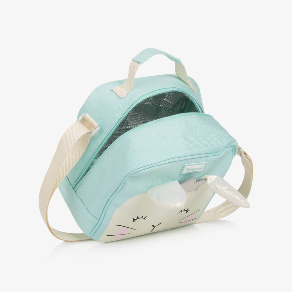 Mayoral Newborn-Girls Aqua Green Lunch Bag with Bunny Motif (22cm) | Childrensalon