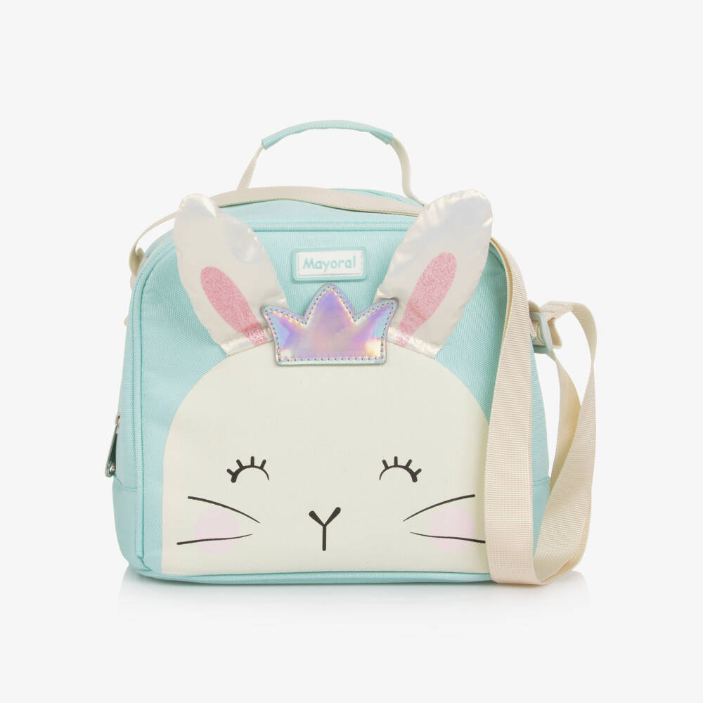 Mayoral Newborn-Girls Aqua Green Lunch Bag with Bunny Motif (22cm) | Childrensalon