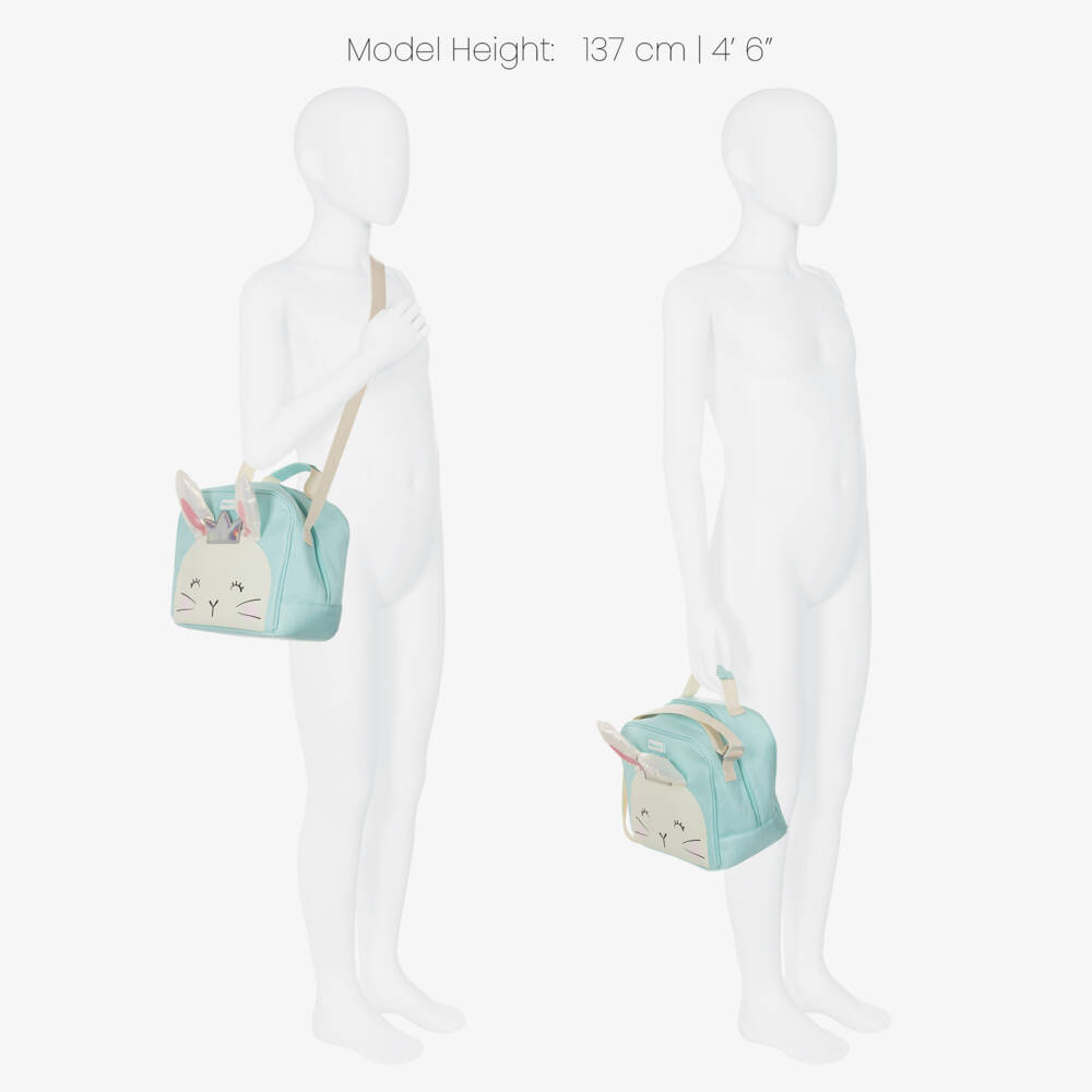 Mayoral Newborn-Girls Aqua Green Lunch Bag with Bunny Motif (22cm) | Childrensalon