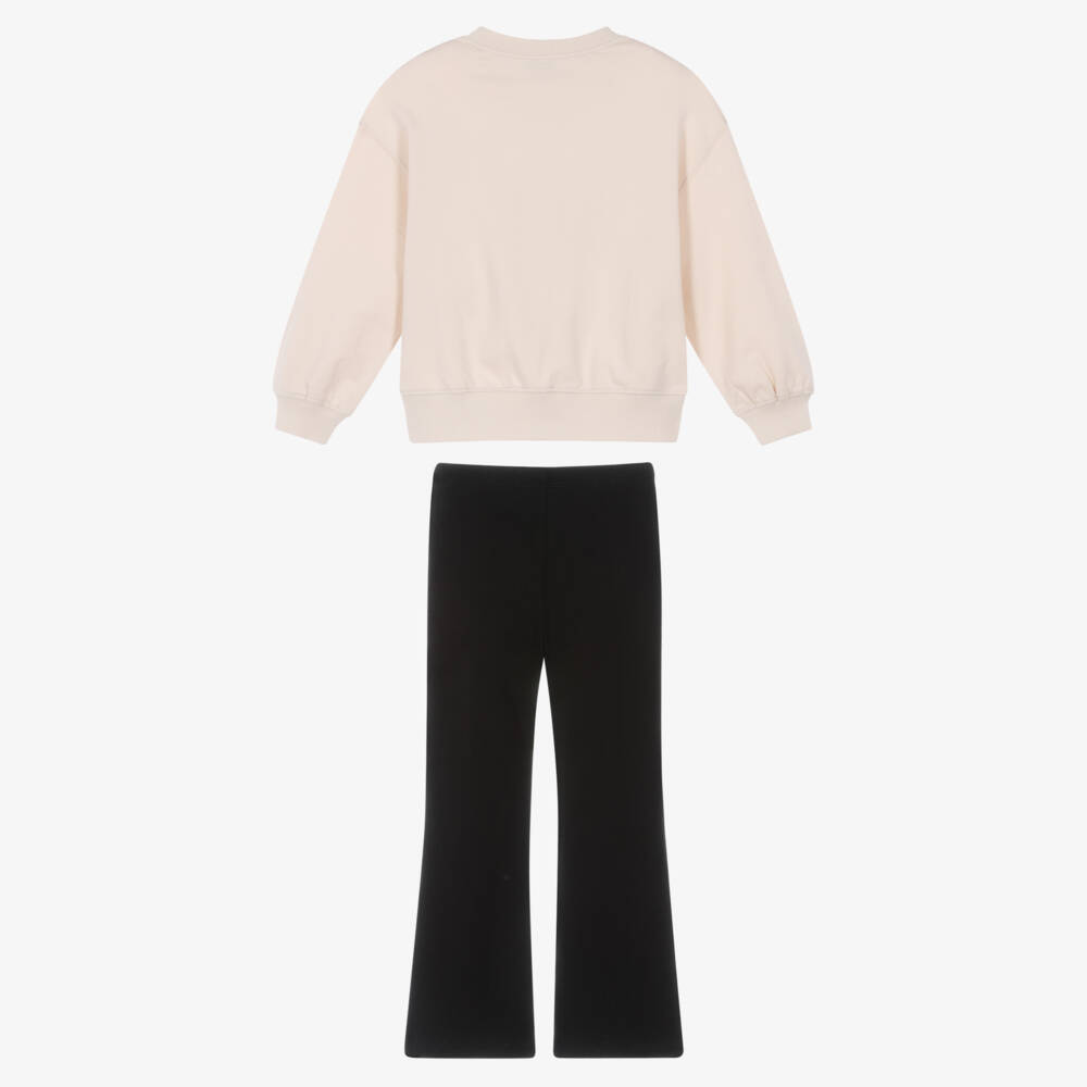 Mayoral-Girls Beige & Black Leggings Set with Embroidered Dog | Childrensalon