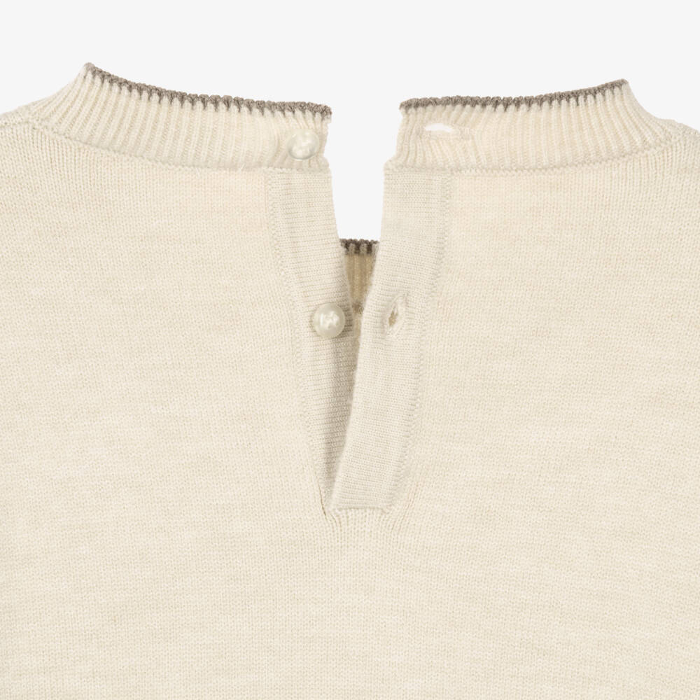 Mayoral-Girls Beige & Brown Knitted Leggings Set with Bear Motif | Childrensalon