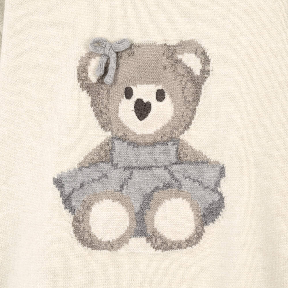 Mayoral-Girls Beige & Brown Knitted Leggings Set with Bear Motif | Childrensalon