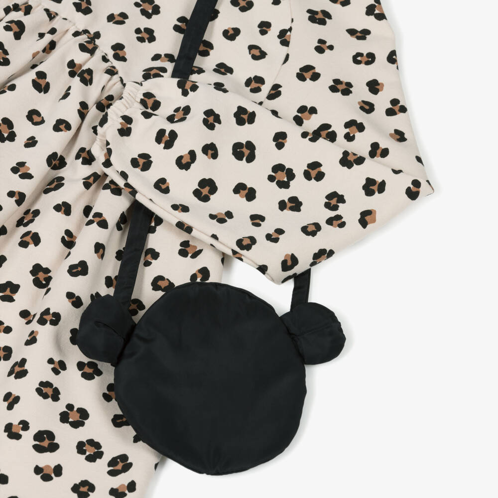 Mayoral-Girls Beige Cotton Jersey Leopard Print Dress Set | Childrensalon