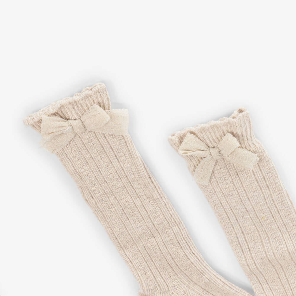 Mayoral-Гольфы бежевые из трикотажного хлопка для девочек | Childrensalon