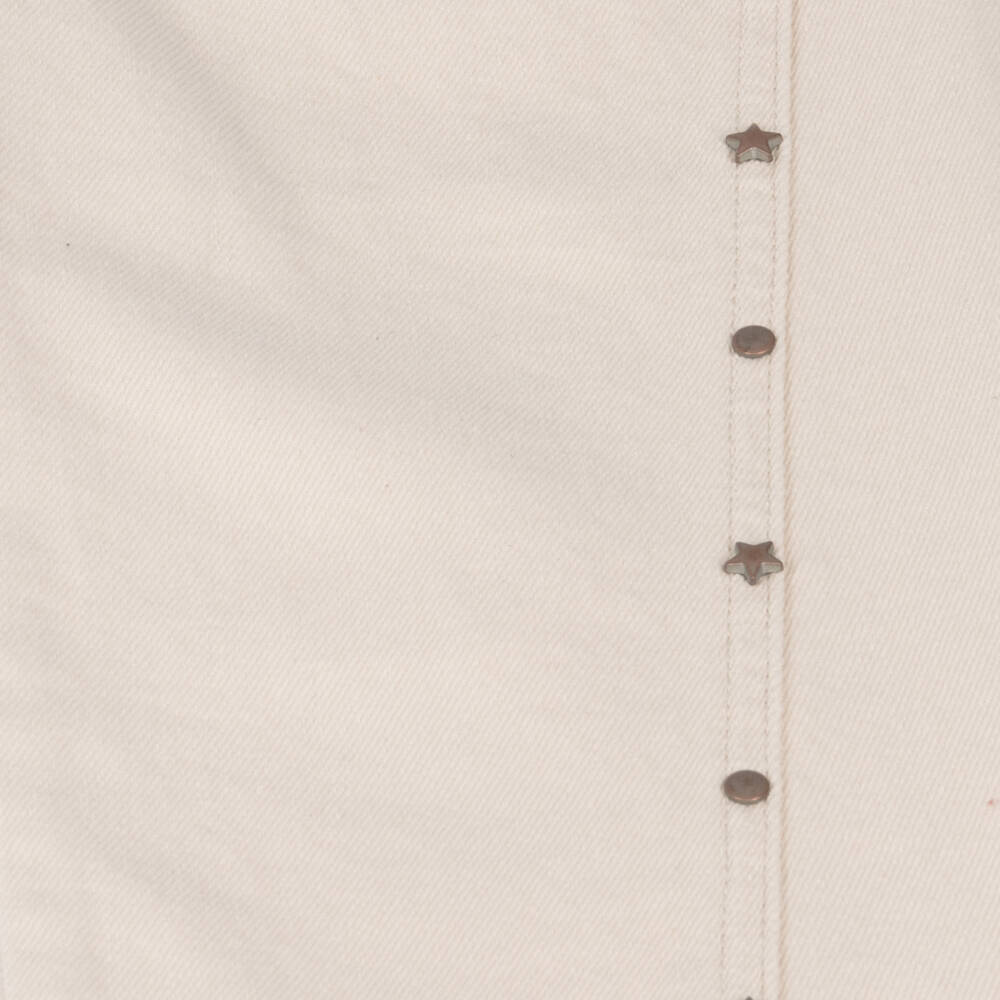 Mayoral-Girls Beige Denim Jeans with Star Studs | Childrensalon