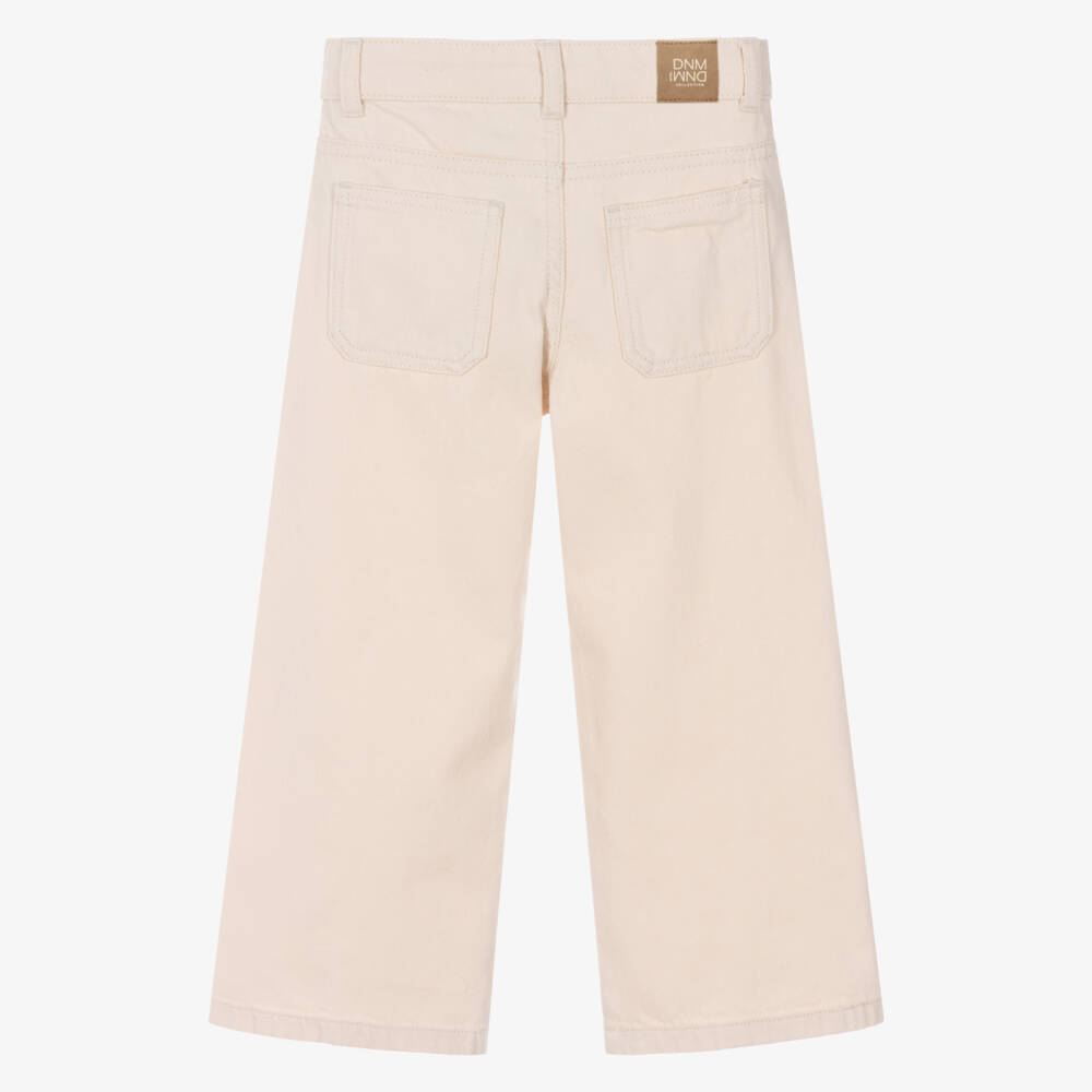 Mayoral-Girls Beige Denim Jeans with Star Studs | Childrensalon