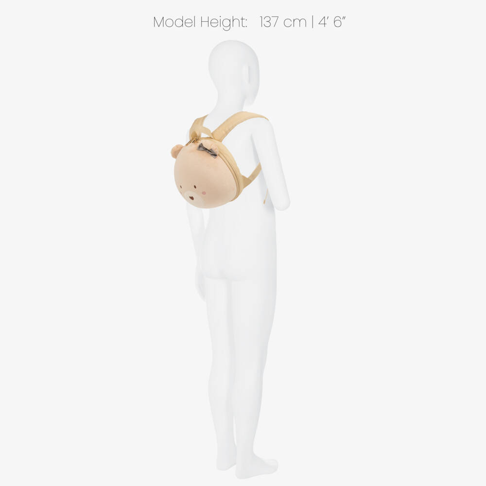 Mayoral-Girls Beige Dome-Shaped Bear Backpack (23cm) | Childrensalon