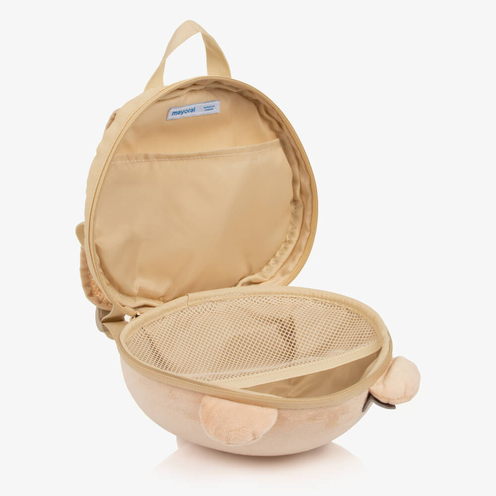 Mayoral-Girls Beige Dome-Shaped Bear Backpack (23cm) | Childrensalon