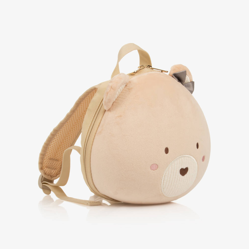 Mayoral-Girls Beige Dome-Shaped Bear Backpack (23cm) | Childrensalon