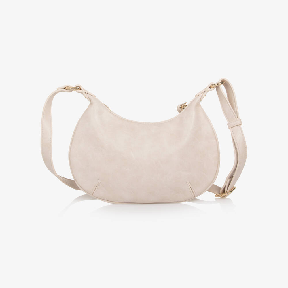 Mayoral-Girls Beige Faux Leather Shoulder Bag with Gold Studs (25cm) | Childrensalon