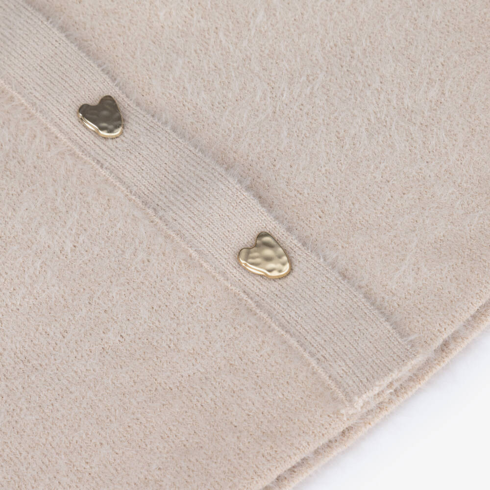 Mayoral-Girls Beige Fluffy Knit Skirt Set | Childrensalon