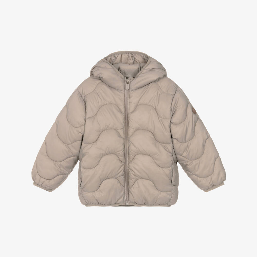Mayoral-Girls Beige Hooded Puffer Jacket | Childrensalon