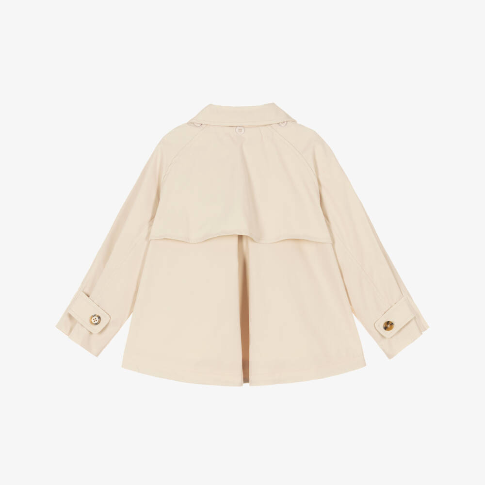 Mayoral-Girls Beige Hooded Trench Jacket | Childrensalon
