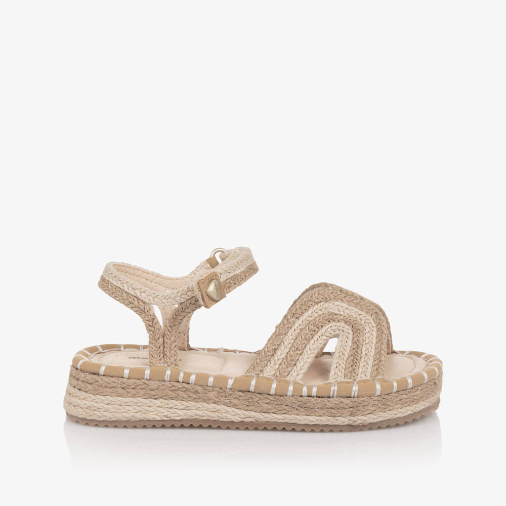 Mayoral-Girls Beige Jute Flatform Espadrille Sandals | Childrensalon