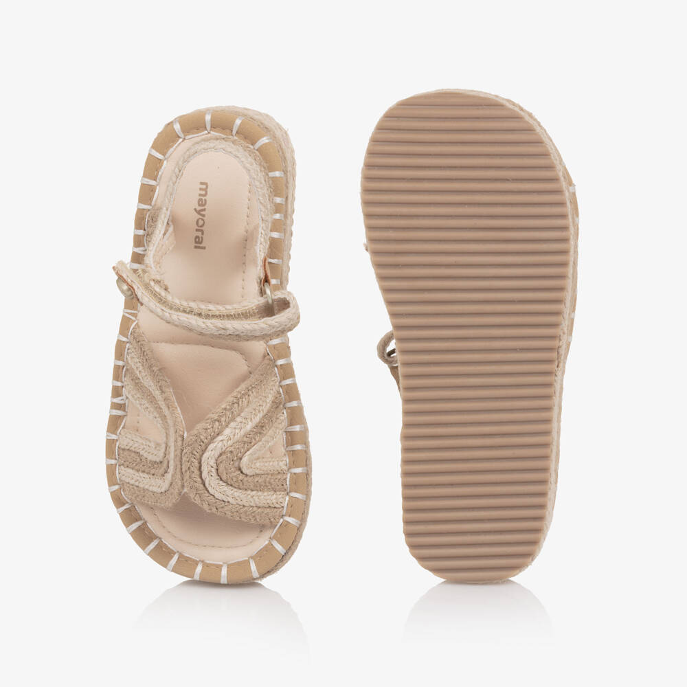 Mayoral-Girls Beige Jute Flatform Espadrille Sandals | Childrensalon