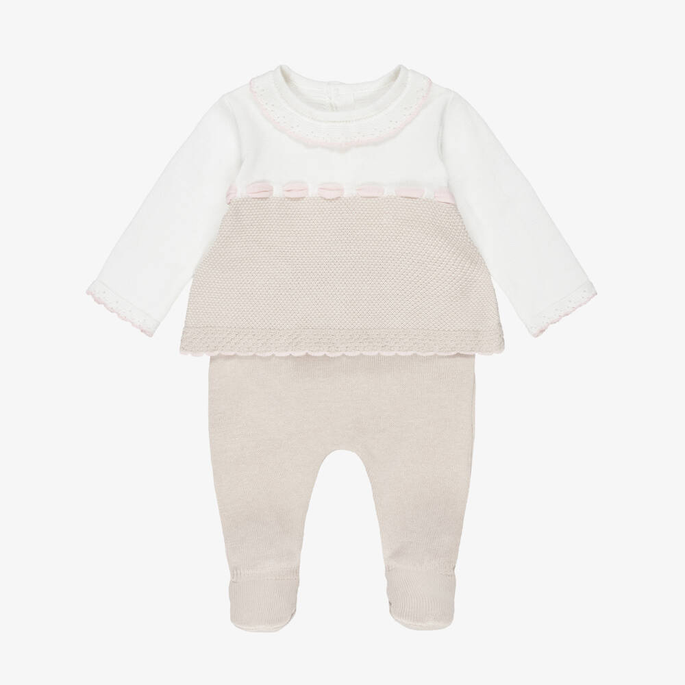 Mayoral Newborn-أفارول بيبي غرو محبوك لون بيج للبنات الرضع | Childrensalon