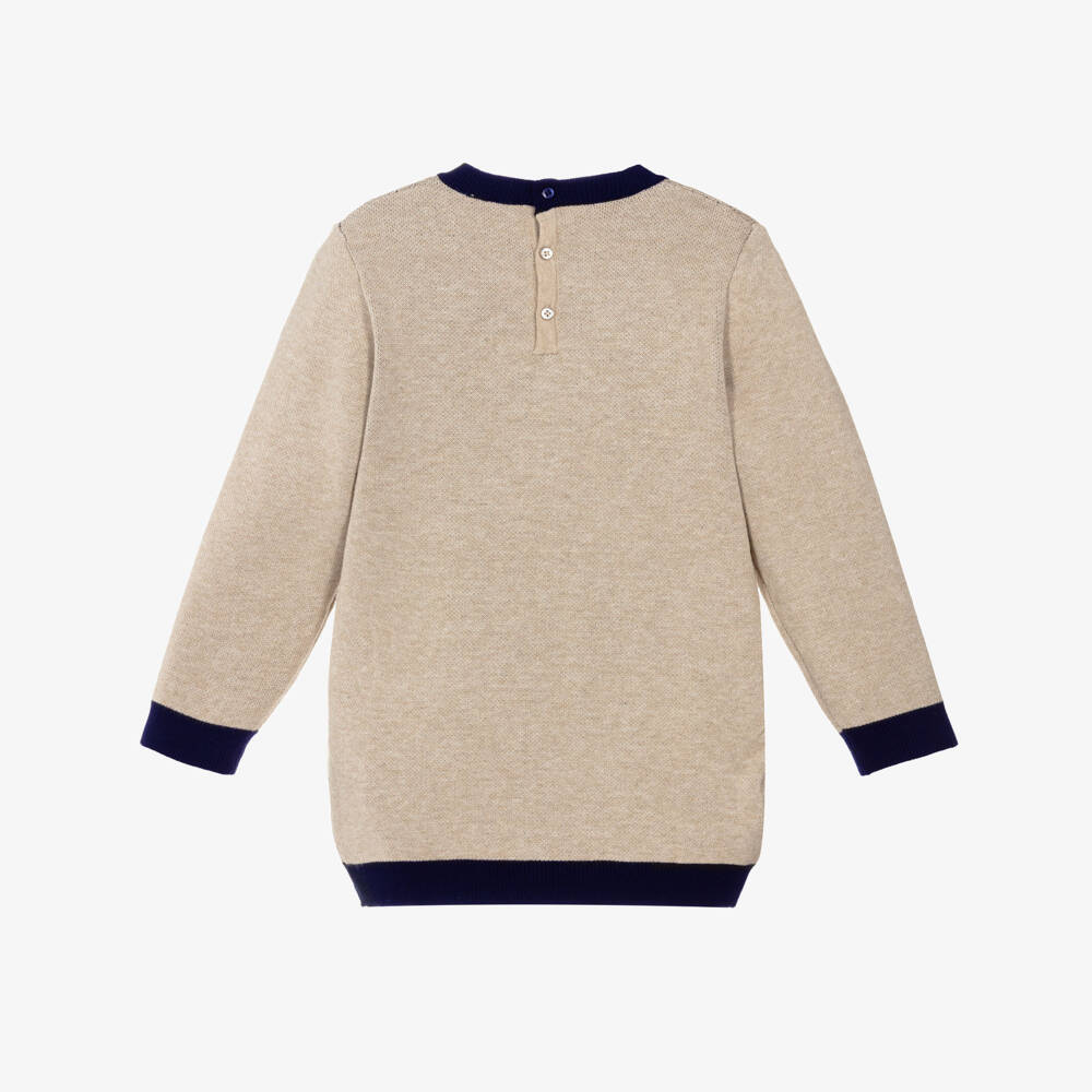 Mayoral-Платье бежевое вязаное с бантиками и звёздами | Childrensalon