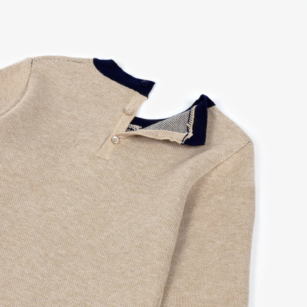 Mayoral-Платье бежевое вязаное с бантиками и звёздами | Childrensalon