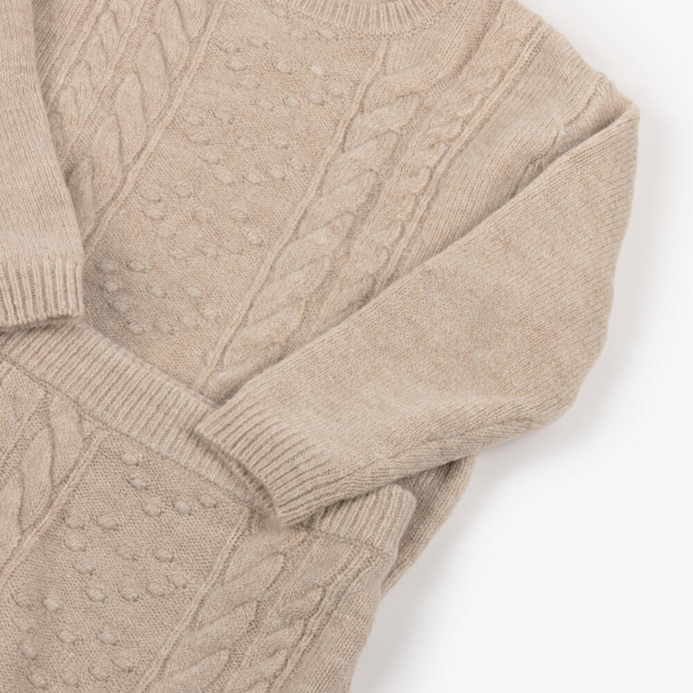 Mayoral-Girls Beige Knitted Skirt Set | Childrensalon