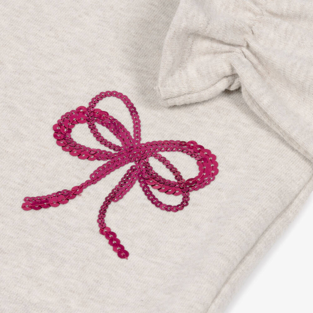 Mayoral-Girls Beige Marl & Raspberry Red Leggings Set | Childrensalon