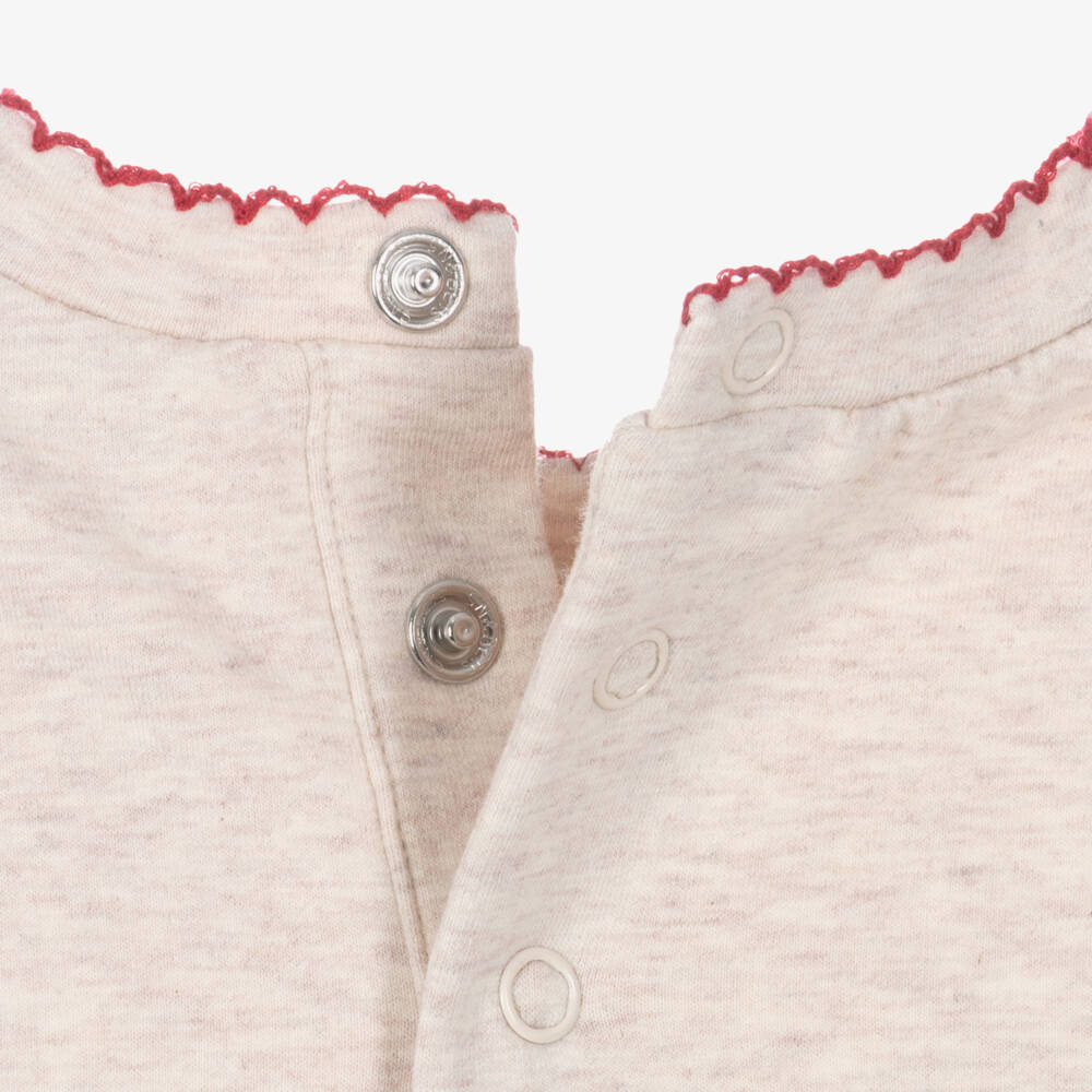 Mayoral-Girls Beige Marl & Red Love Heart Skirt Set | Childrensalon