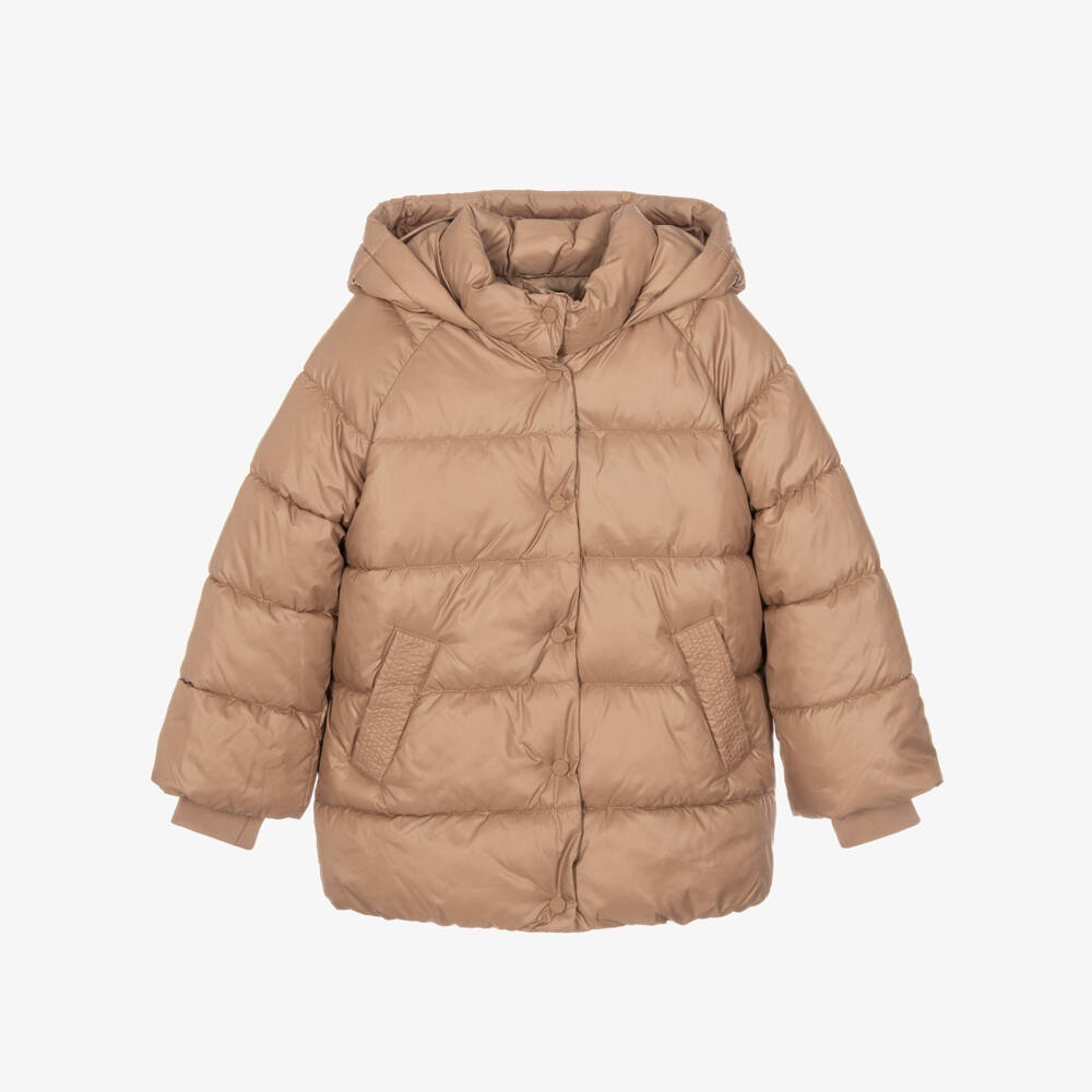 Mayoral-Girls Beige Padded Puffer Coat | Childrensalon