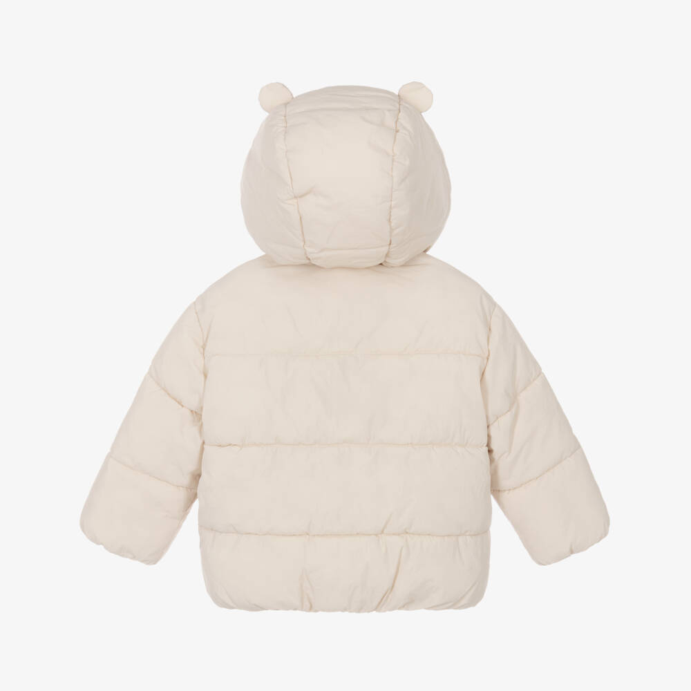 Mayoral-Girls Beige Quilted Bear Puffer Jacket | Childrensalon