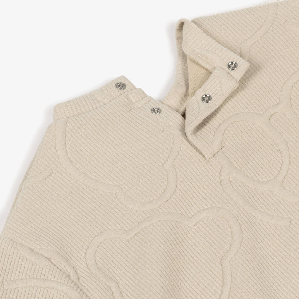 Mayoral-Girls Beige Ribbed Jersey Teddy Bear Trouser Set | Childrensalon