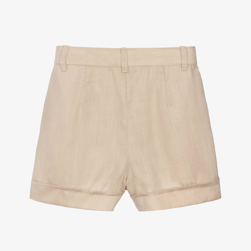 Mayoral-Girls Beige Shorts with Turn-ups | Childrensalon