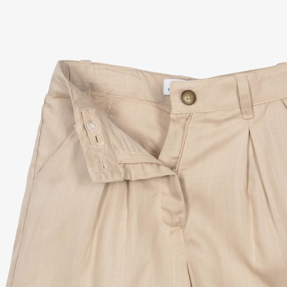 Mayoral-Girls Beige Shorts with Turn-ups | Childrensalon