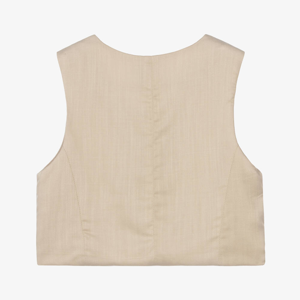 Mayoral-Girls Beige Single-Breasted Waistcoat | Childrensalon