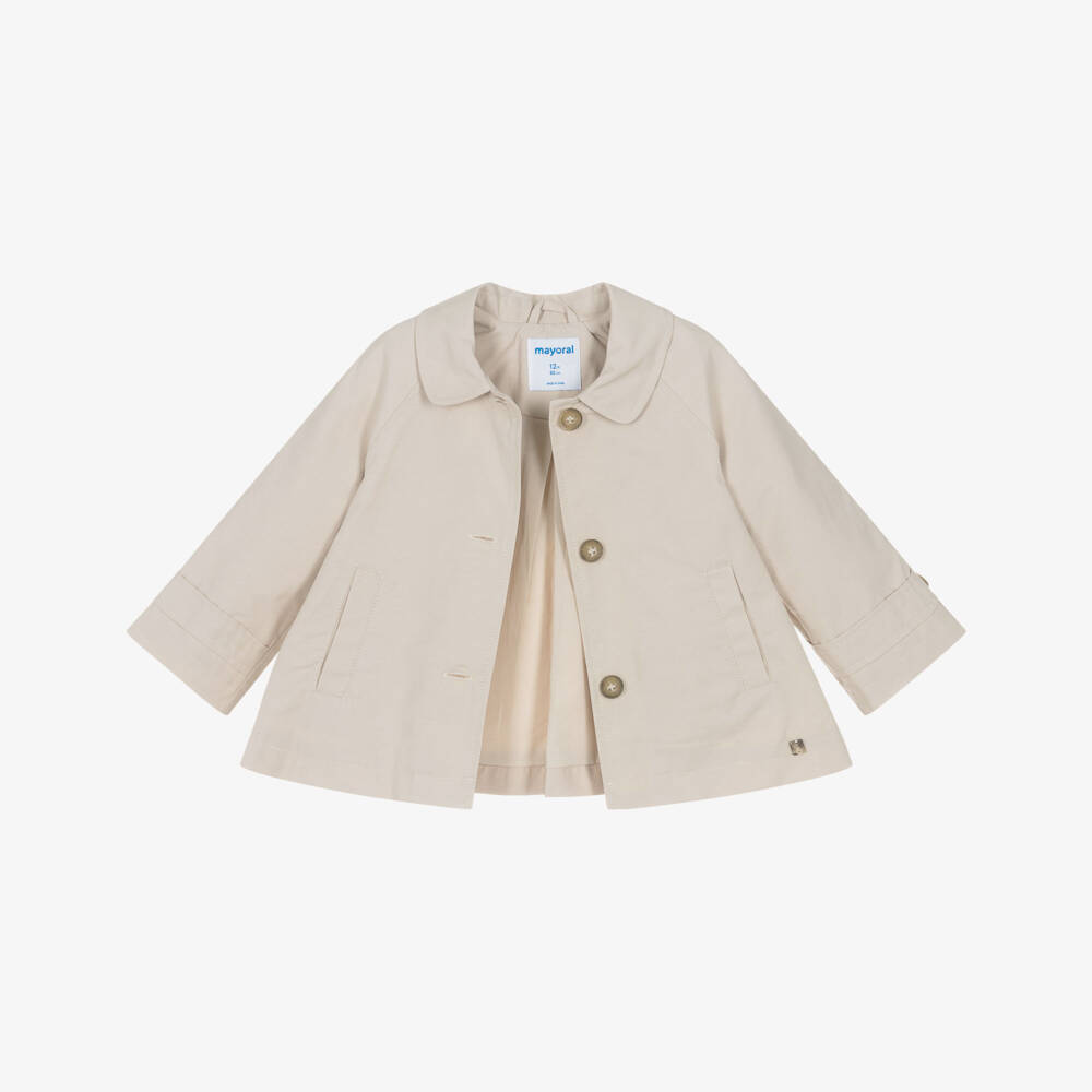 Mayoral-Girls Beige Trench Style Coat | Childrensalon