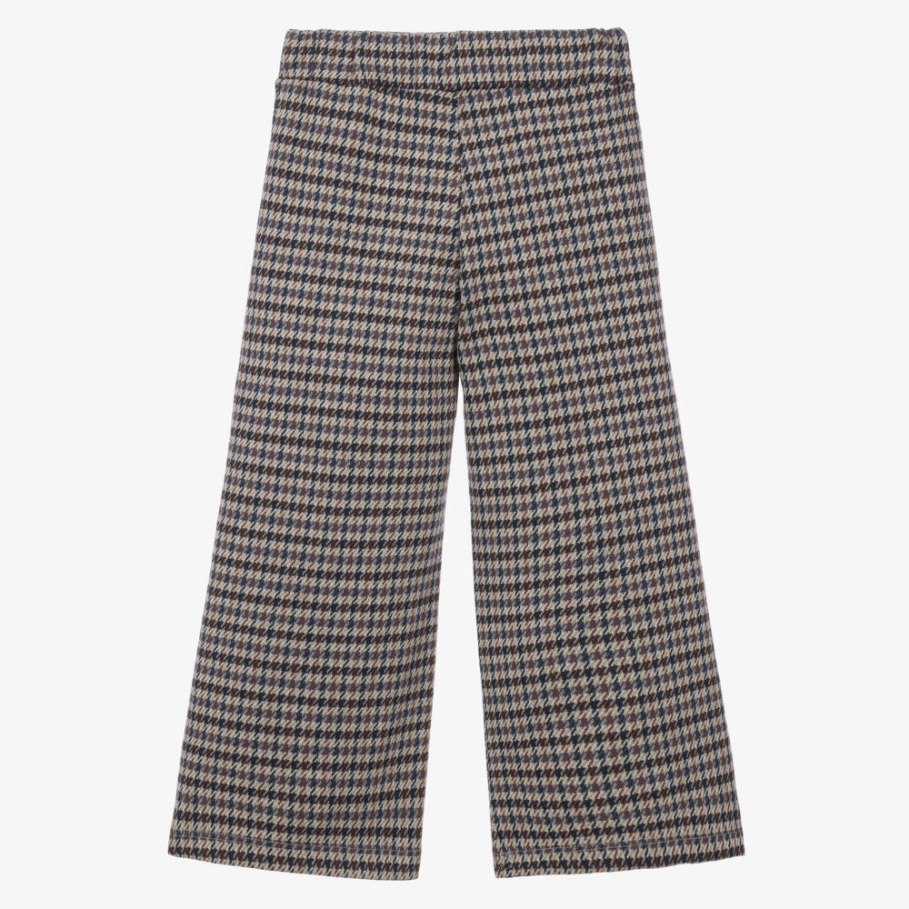 Mayoral-Girls Beige Trousers with Houndstooth Check | Childrensalon