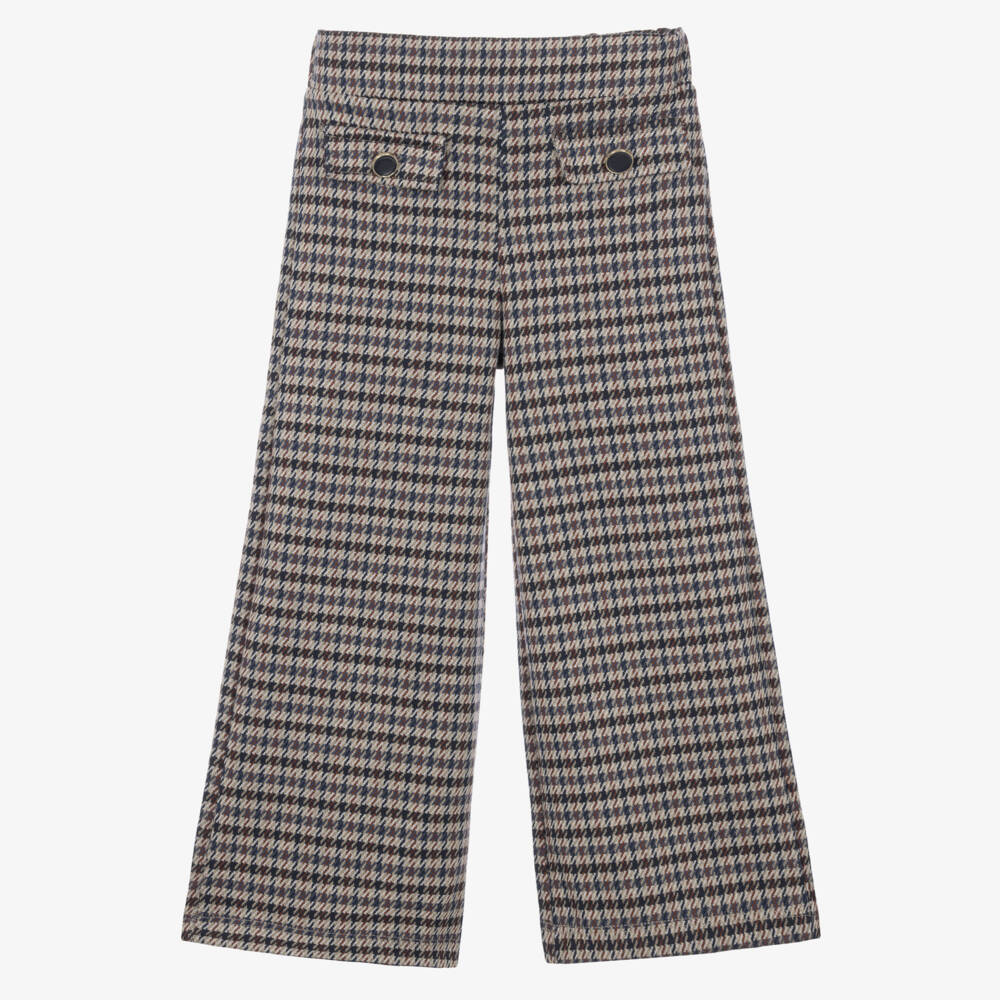 Mayoral-Girls Beige Trousers with Houndstooth Check | Childrensalon