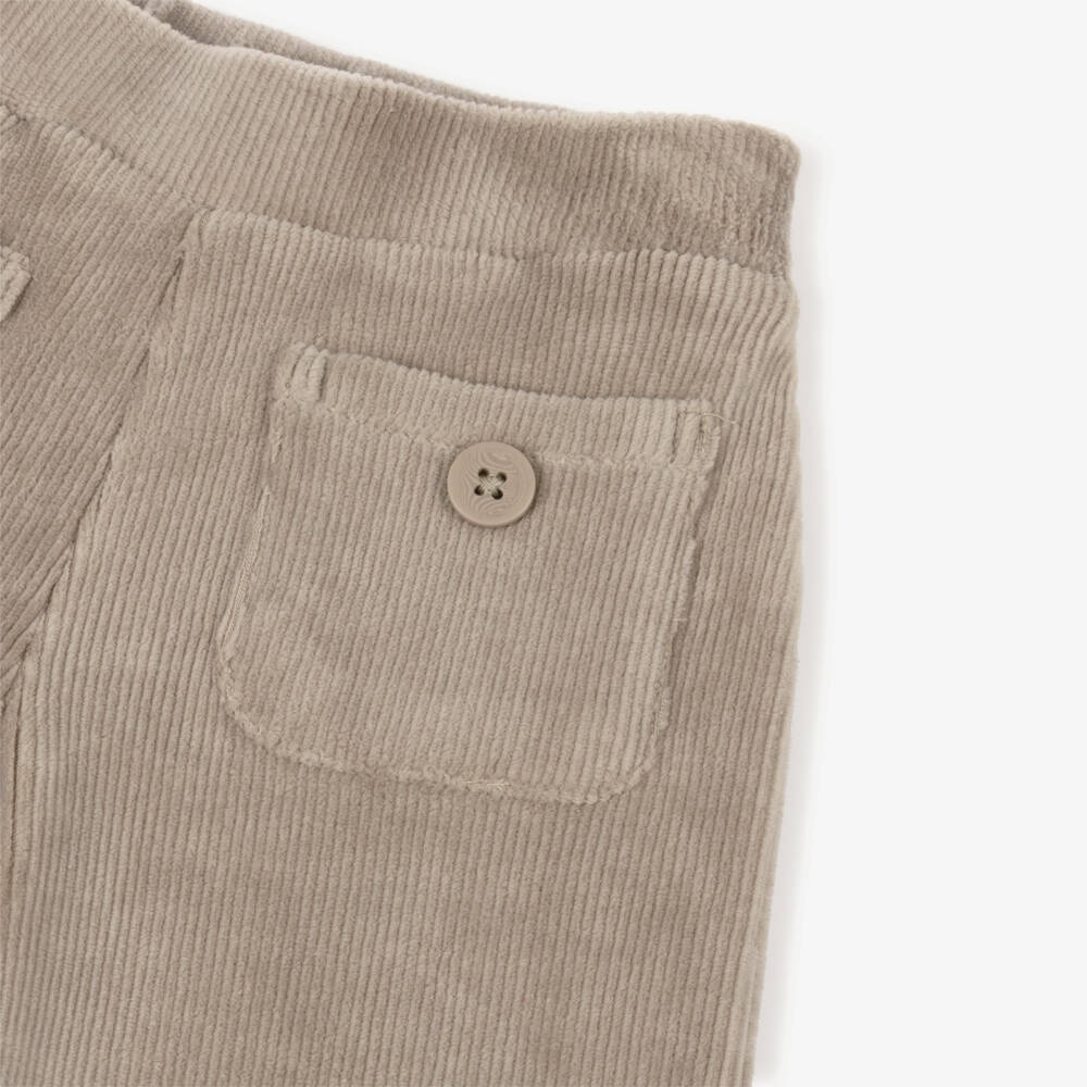 Mayoral-Girls Beige Wide-Leg Corduroy Trousers | Childrensalon