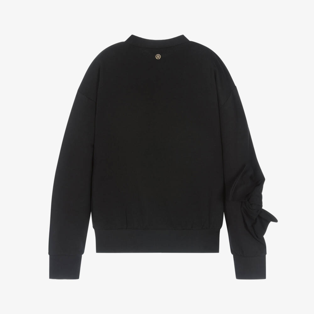 Mayoral-Girls Black Cotton Jersey Sweatshirt with Bows | Childrensalon