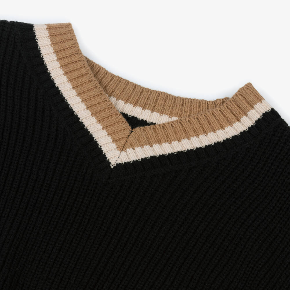 Mayoral-Girls Black Cotton Knit Slipover Top | Childrensalon