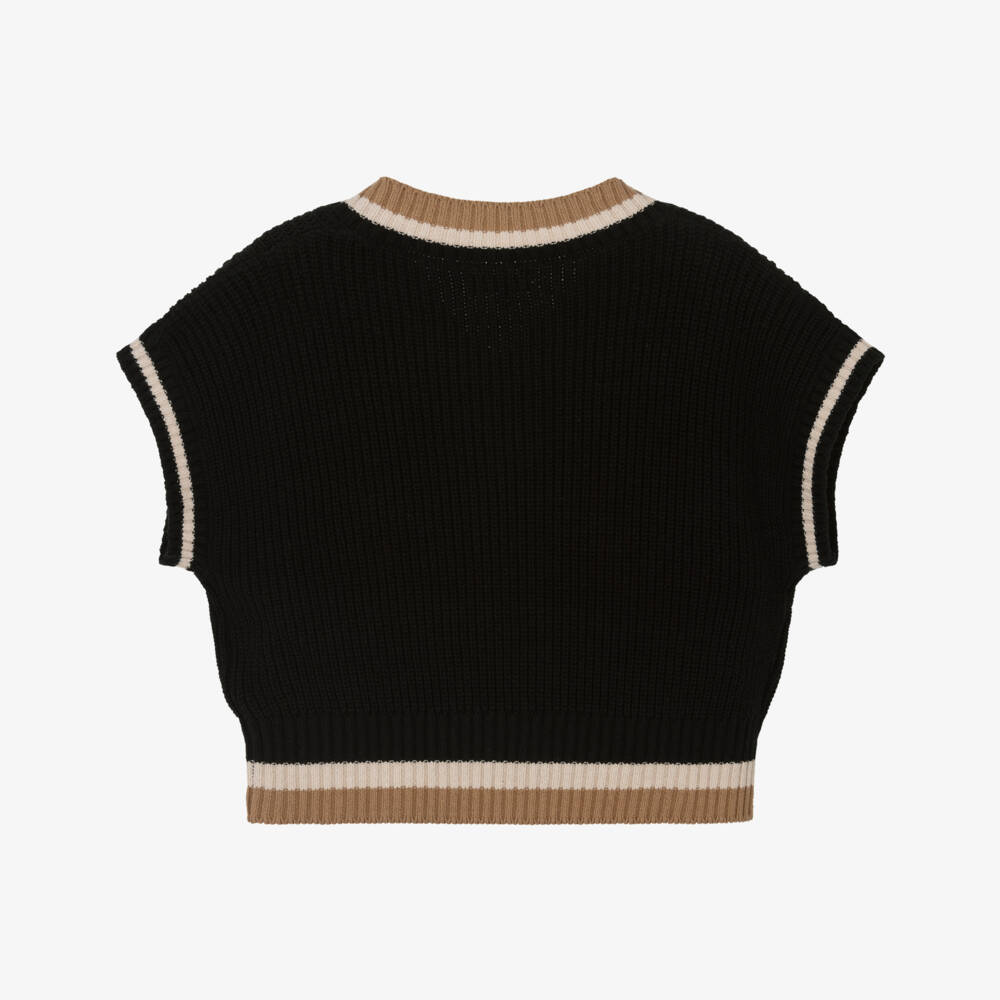 Mayoral-Girls Black Cotton Knit Slipover Top | Childrensalon
